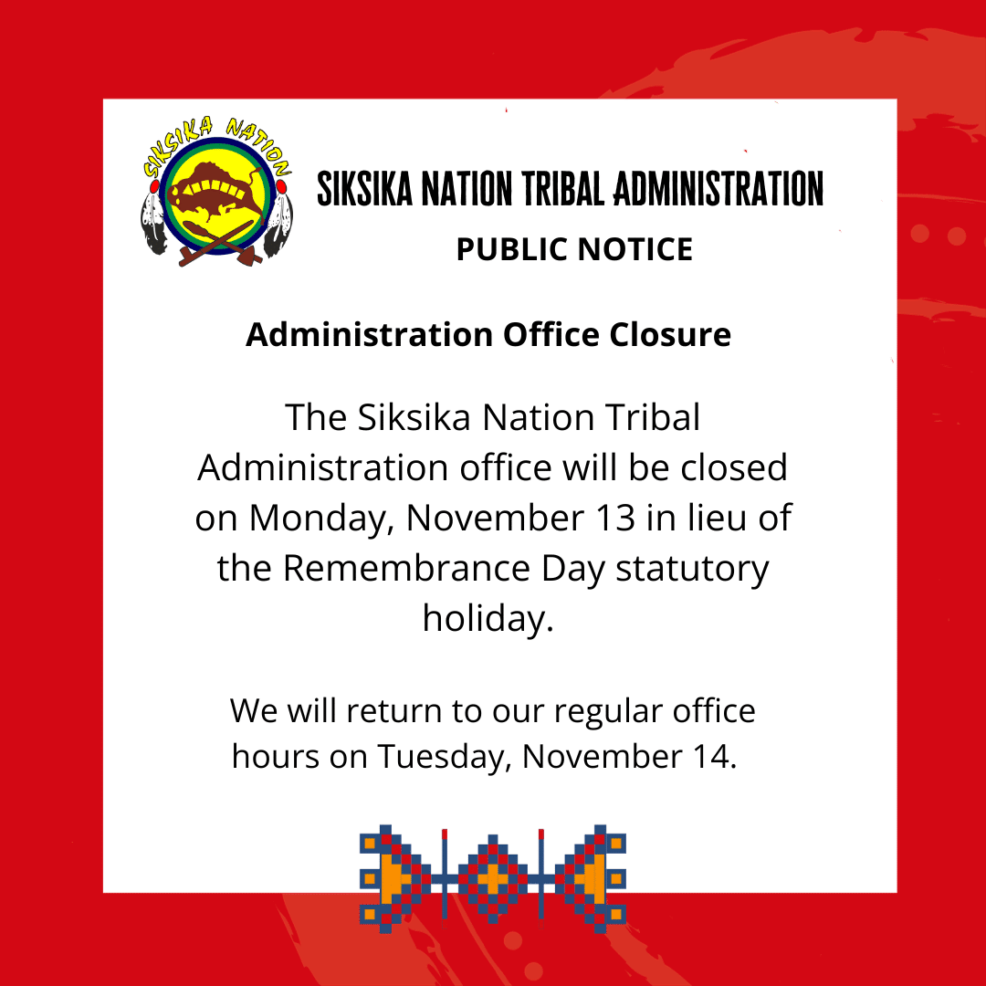 Administration Office Closure: November 13, 2023 - Siksika Nation